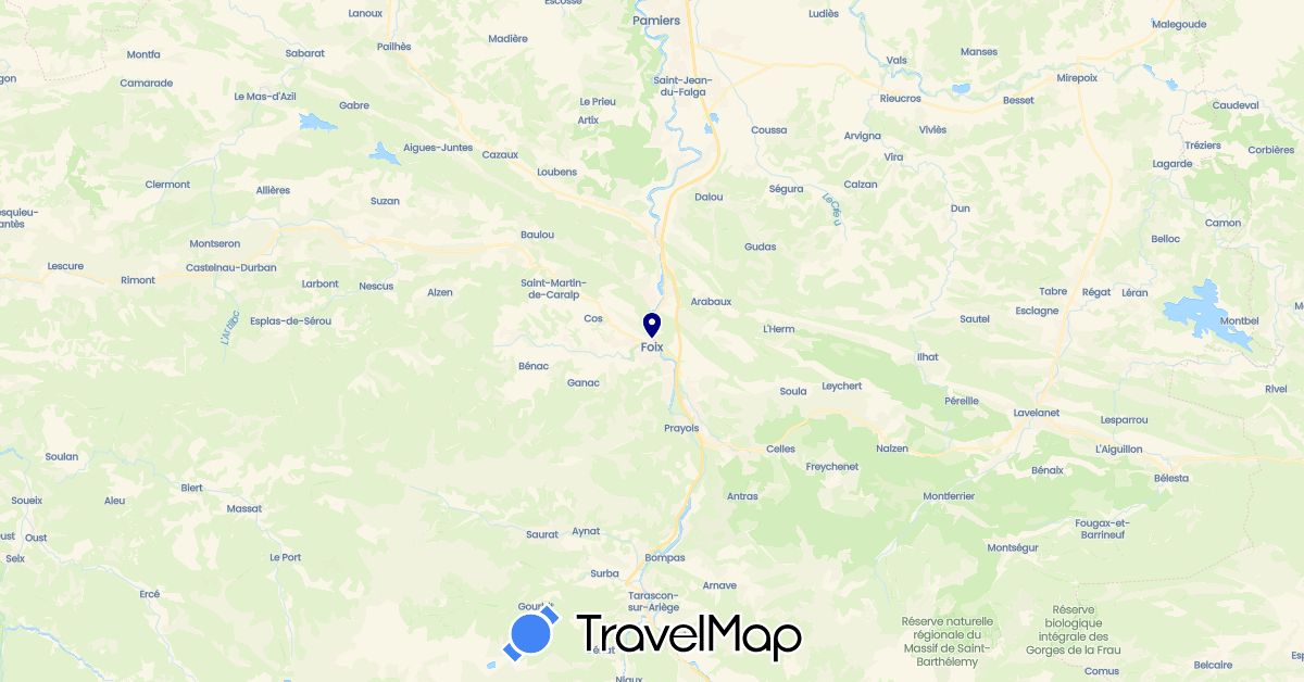 TravelMap itinerary: driving in France (Europe)