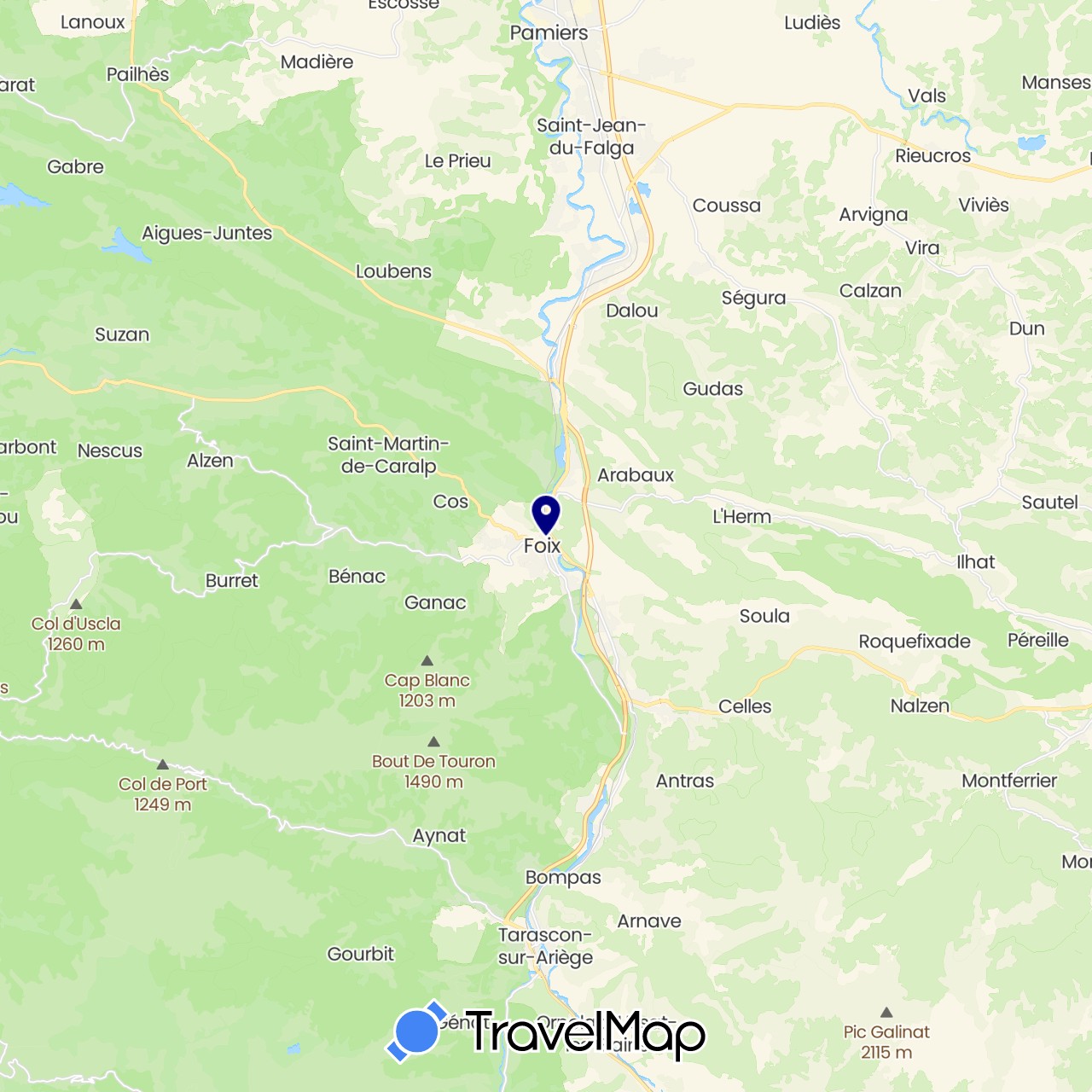 TravelMap itinerary: driving in France (Europe)