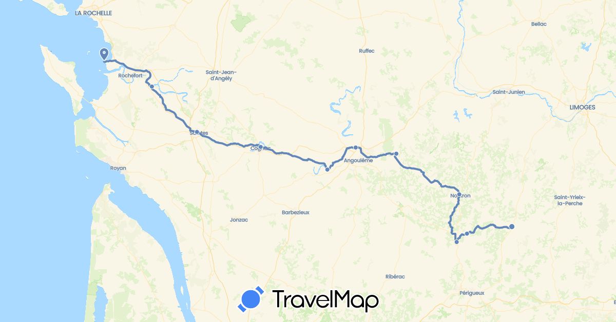 TravelMap itinerary: driving, cycling in France (Europe)