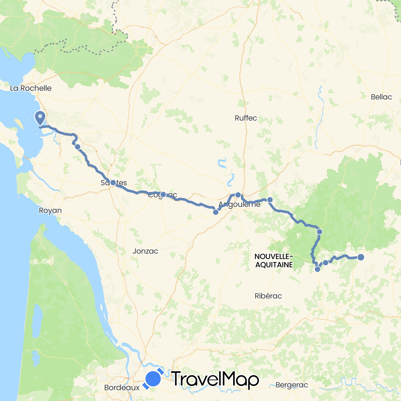 TravelMap itinerary: driving, cycling in France (Europe)